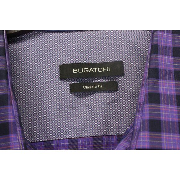 Bugatchi Mens Button Up Shirt size 2XL Purple Gingham Plaid Long Sleeves - Picture 3 of 6